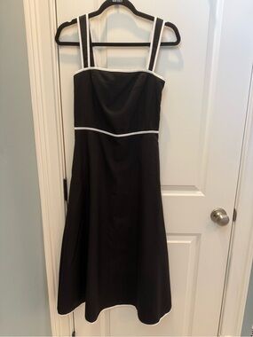 Edit by nine Black Midi Dress with White Piping Straps